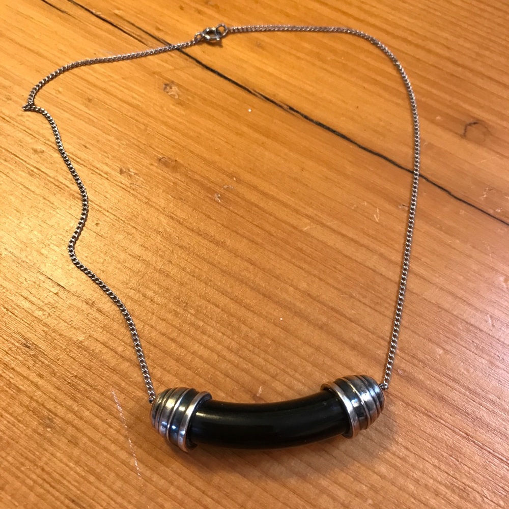 Hand Crafted Silver and Black Stone Necklace